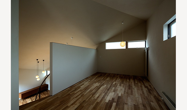 家具でフレキシブルに仕切る想定の２F居室。